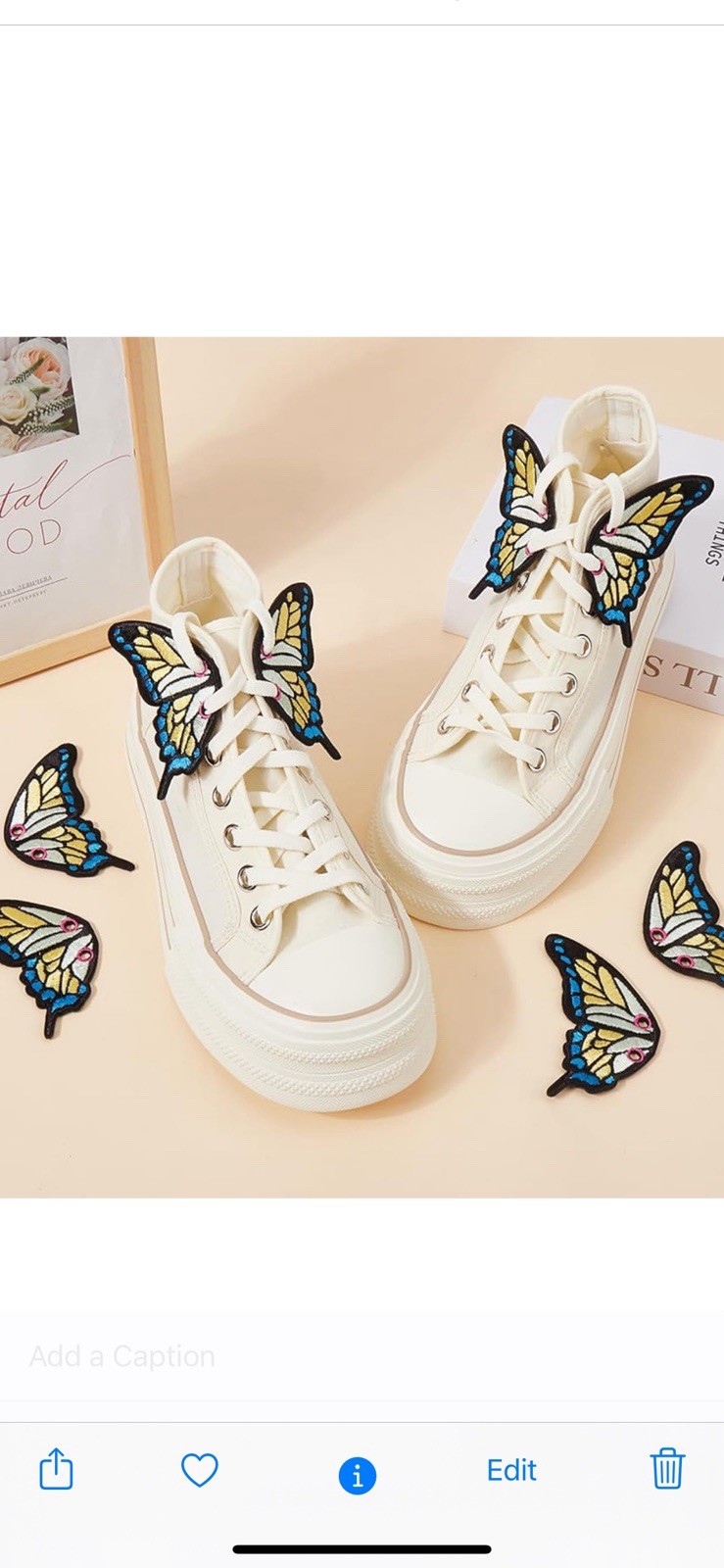 Multicolored Skate Boot Butterfly Shoe Wings Clips Accessories Embroidered NEW