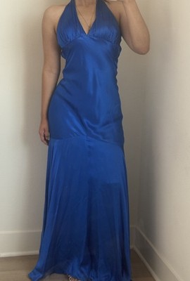 Beautiful Blue 100% Silk Cache Maxi Silk Dress/Gown Size 4 | eBay