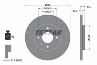 2X Bremsscheibe PRO Textar 92089103 FüR Peugeot C2 C3 C4 Cactus Partner Berlingo