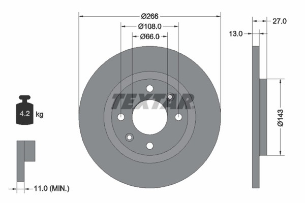 2X Bremsscheibe PRO Textar 92089103 FüR Peugeot C2 C3 C4 Cactus Partner Berlingo-image