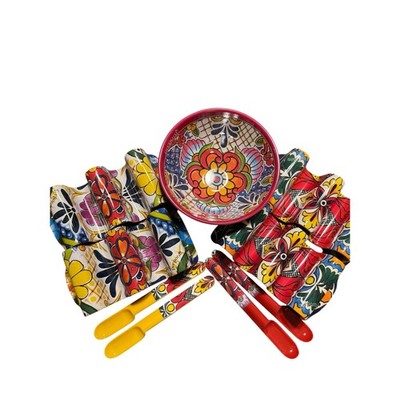 Prepara Taco Set Colorful 4 Taco Holders, 4 Taco Spoons and 1 Serving Bowl