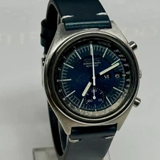 SEIKO Mens Vintage Chronograph Watch Fully Jeweled Automatic Movement New Leathe