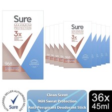 Image of Sure Women Maximum Protection Anti-Perspirant Deo Stick Clean Scent 45ml, 36pK