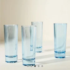 New Anthropologie SET OF 4 Morgan Sky Blue Shot Glasses