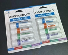 （2pcs)New 8PACK BoomBoom Nasal Inhaler Stick Energy Boost Focus Aromatherapy Oil