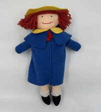 Vintage Eden Madeline Plush Doll 1990 Small Blue Coat Yellow Hat Red Hair