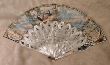 Double Sided Mother Of Pearl Hand Fan In Box From PARIS