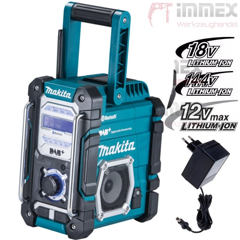 Makita Akku-Baustellenradio 10,8V-18V / 230V DMR112 DAB+ Bluetooth Radio