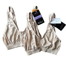 Bali Seamless Bra Comfort Revolution 'Crop Top' Beige Gravel Gray Set Of Two
