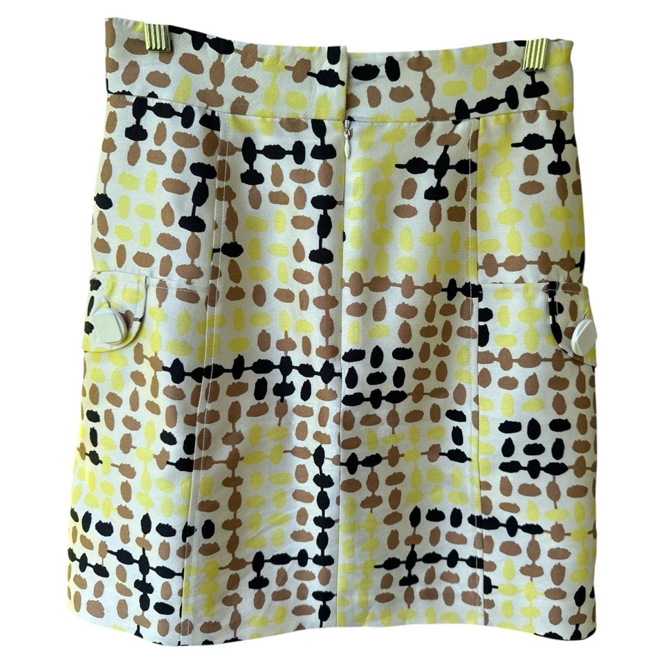 Mini-saia feminina lápis geométrico de seda/linho Tibi tamanho 4 - Imagem 2 de 4