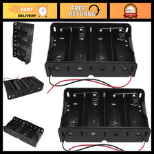 4-Slot D Cell Battery Holder 2-Pack - Large Size 1-Cell 4x1.5V with Leads, No Co