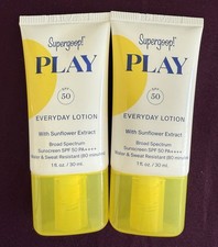 SUPERGOOP PLAY SPF 50 Everyday Lotion 2 x 1 fl oz. Exp. 06/2027. New.