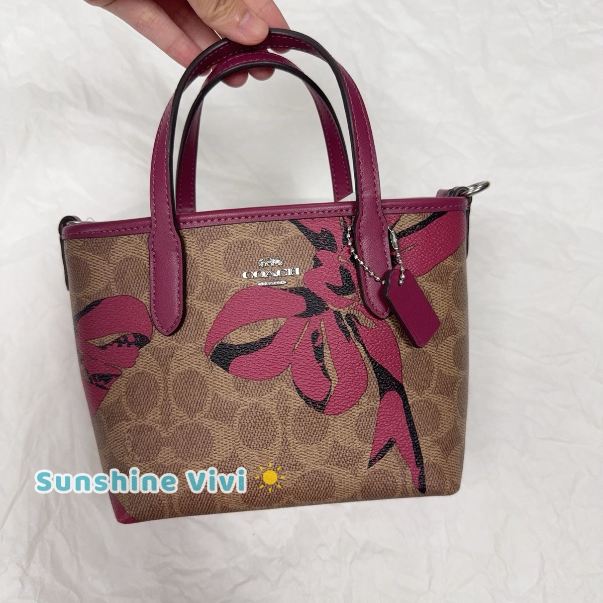 NWT COACH CY736 City Mini Tote Bag in Signature Canvas Leather