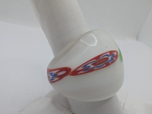 Murano White w/Green & Red Glass Art Ring Size 9.5 - Picture 4 of 7