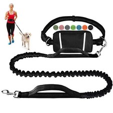Hands Free Dog Leash Waist Leash for Dog Walking Running Leash with Zipper Po...