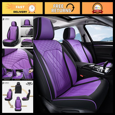 Purple Leather Car Seat Covers - Front Pair Breathable Non-slip Universal Fit