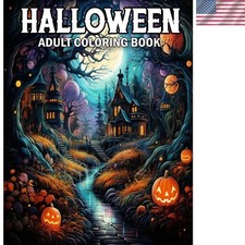 Halloween Coloring Book: 50 Easy Autumn Designs for Adults and Seniors