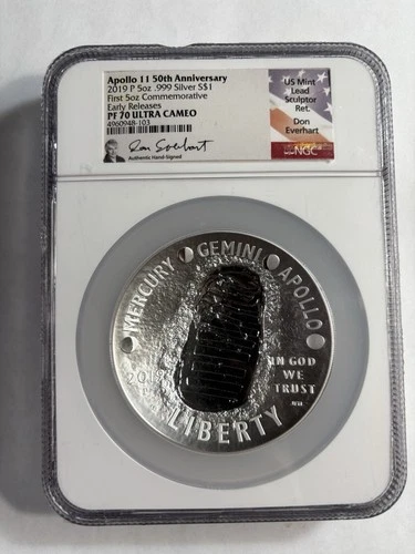 2019 P Apollo 11 50th Anniversary Proof 5 oz Silver Coin NGC PF70 Ultra Cameo
