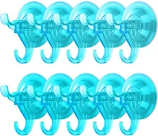 Suction Cup Hooks,10 Pack Clear Shower Suction Hooks, Heavy Duty Vacuum Suction 
