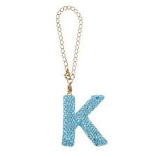 Letter Bag Charm Bling Glitter Letter Charm Initial, Blue, K Shape