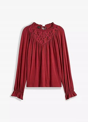 Bluse Gr. 32/34 bordeaux Damenshirt Tunika Langarm-Tunika Neu*