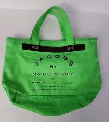 Jacobs By Marc Jacobs Rigid Green Canvas Top Handle Logo Tote Hand Bag NWOT