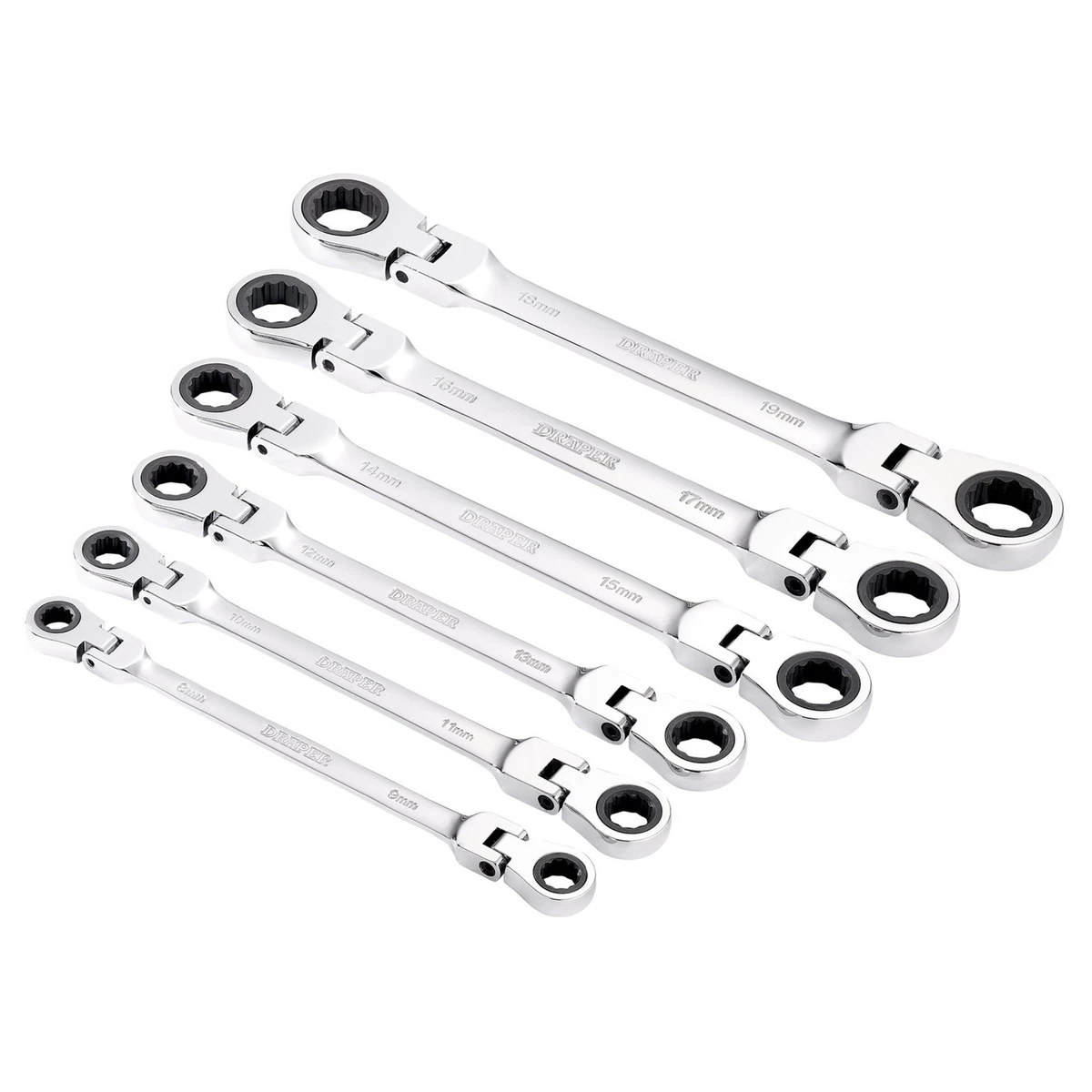 Clé à Molette Réversible Draper Expert 12mm – Noire, à Cliquet, Métrique