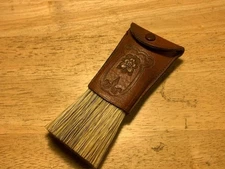 Vintage Meeker Made Clothes Brush with Leather Cover 4 3/4" x 2"