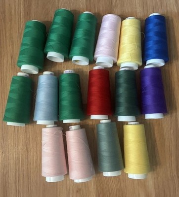 Lot Of 16! Serger thread spools Maxi Lock Overlock mixed colors full/partials