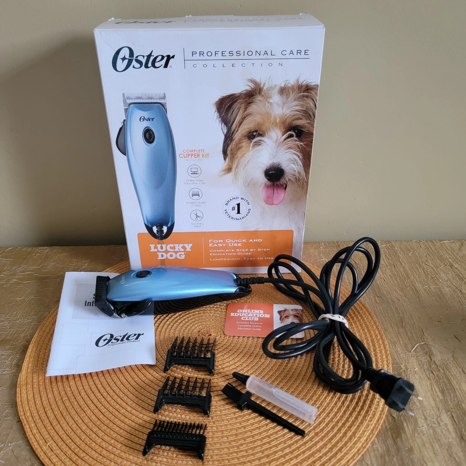 Oster Lucky Dog Clipper Kit 3 Guards Grooming Shear Brush Oil Pet *Read*
