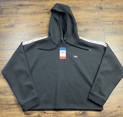 Tommy Hilfiger Jeans Women's Cropped Hoodie Sweatshirt Spellout Medium NWT