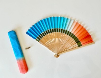 Kyoto Sensu Faltventilator Orange Blau 26cm Studio der blaue Junge Gebraucht ...