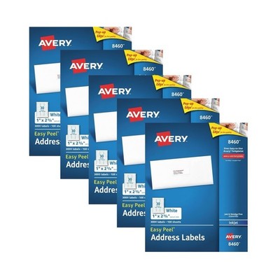 Avery 8460 Easy Peel Address Labels 1x2-5/8 White Laser Lot of 10 | 30000