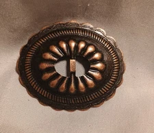 6 Conchos Large Oval 2" Long Antiqued Copper Tone Metal Slotted Jewelry Tribal