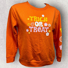 Cat Jack Girls Halloween Trick Or Treat Graphic Fleece Pullover Sweatshirt L