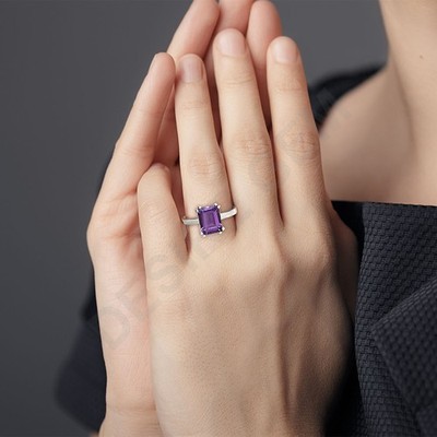 925 Silber Rechteck Stufenschliff Edelstein Ring Handarbeit Sterling Schmuck DGR1110