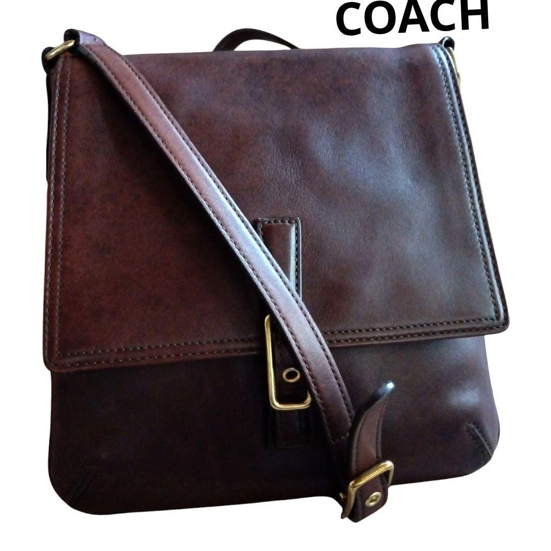 Coach 9592 borsa a tracolla vintage pelle marrone scuro tracolla logo dal Giappone