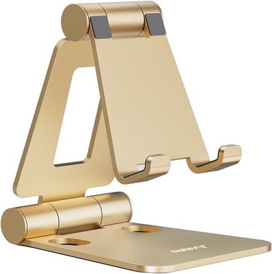 NULAXY Verstellbar Handy Ständer Tisch, Faltbarer Handy Halterung - in Gold