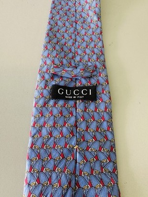 Gucci Seidenkrawatte blau Loafer Print 3,5'' breit