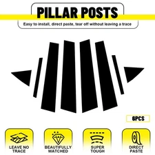 Black Window Door Pillar Post Cover Trims Fit 2017-20 Hyundai Elantra/Avante EJ