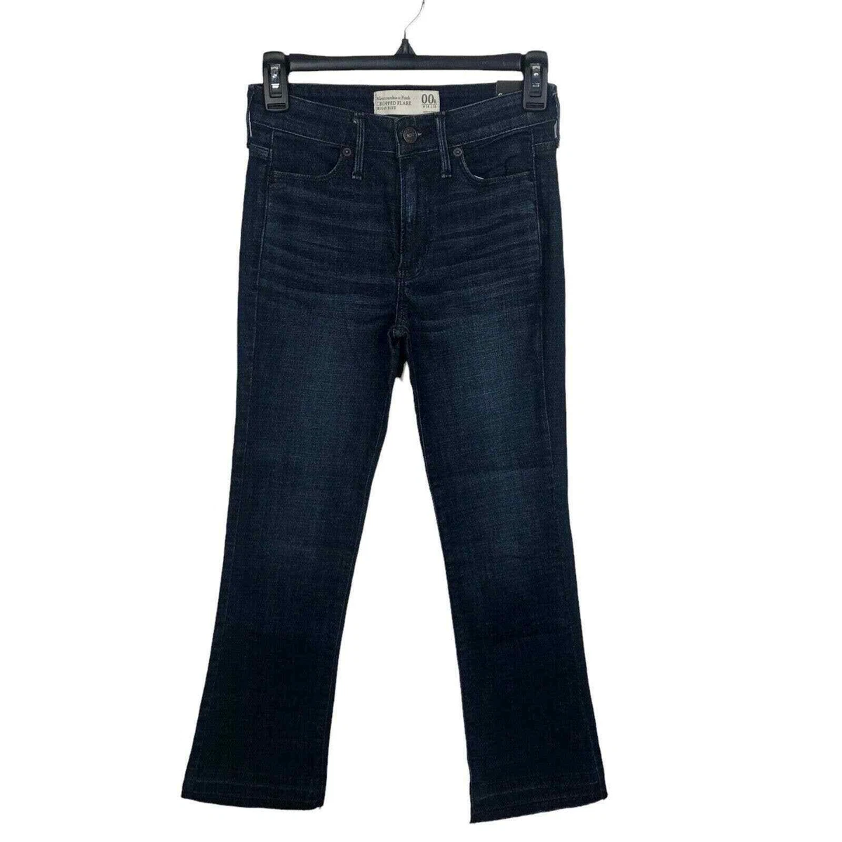NEW Abercrombie Fitch Cropped Flare Raw Hem High Rise Jeans Women s Size 24