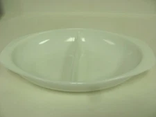 Pyrex 1083 Milk Glass Divided Serving Casserole Dish USA Vintage
