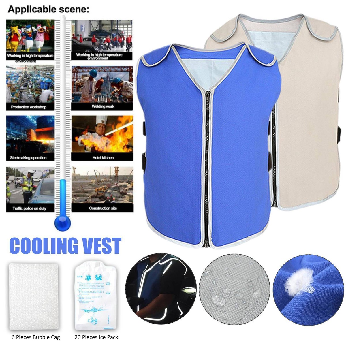 Safety Vest Cooling Vest Heated Vest Ebay MKEFMEI Cooling Vest For Men&Women, Reflective Ice Vest With 32 main image 1