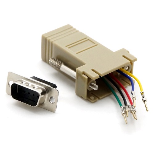 RJ11 / RJ12 (6 Conductor) - DB9 Male Modular Adapter