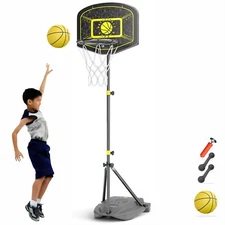Kids Basketball Hoop Indoor Outdoor Portable Adjustable Height 3.6ft-6.2ft To...