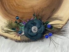 Hair Comb Peacock Feather Rhinestone Fascinator Costume Rhinestone