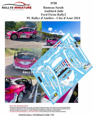 DECALS 1/18 REF 2729 FORD FIESTA RUMEAU RALLYE ANTIBES 2024 RALLY