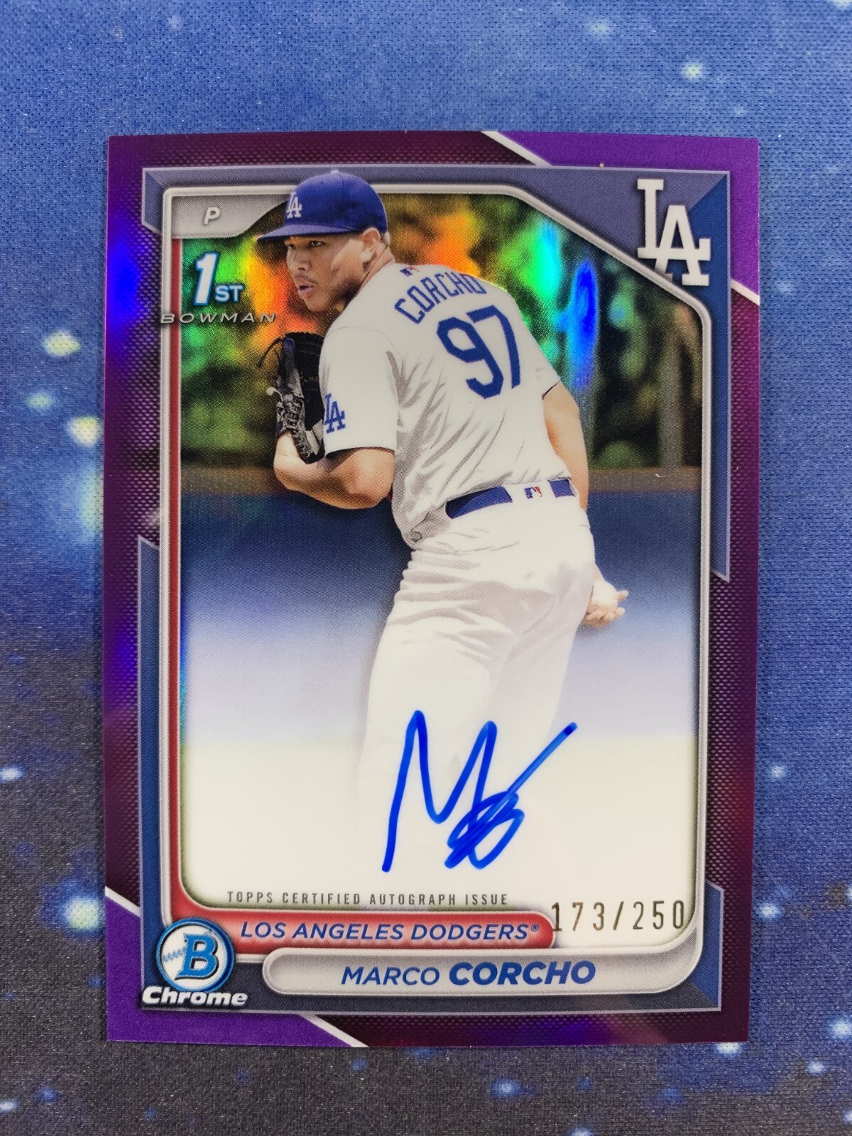 2024 Bowman Chrome Marco Corcho 1st Purple Refractor Auto /250 Dodgers