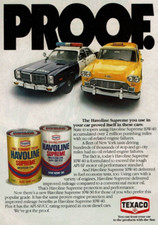 1981 Vintage Print Ad Texaco Havoline Proof State Troopers Police New York Taxi