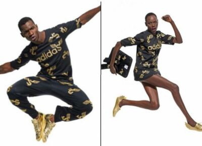 New JEREMY SCOTT x ADIDAS Glitter Wings Dollar Jersey T-Shirt XS